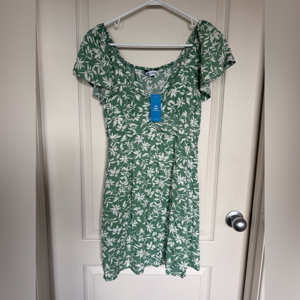 NWT Cupshe Green Floral Print Dress Sz S